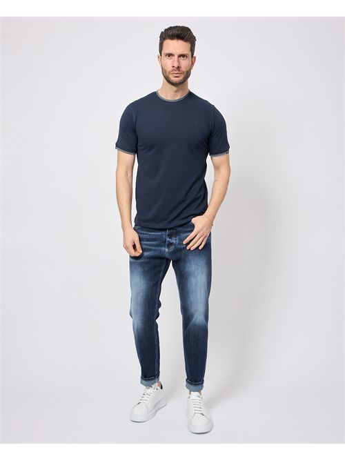T-shirt girocollo Yes Zee in cotone con righino a contrasto YES ZEE | T776-TS000710